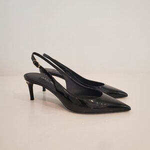 Dolce Gabbana Black Patent Logo Slingback Shoes